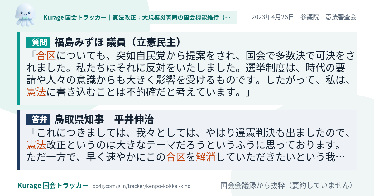 質問と答弁のカード