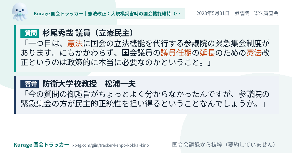 質問と答弁のカード