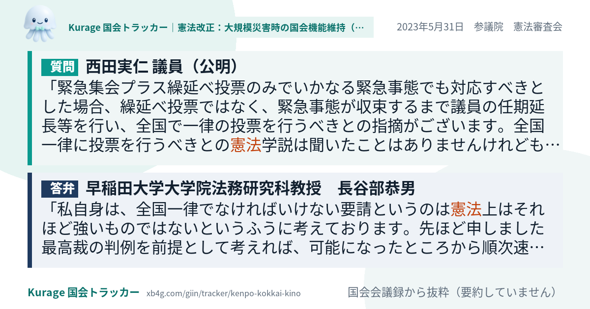 質問と答弁のカード