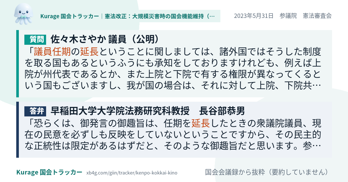 質問と答弁のカード
