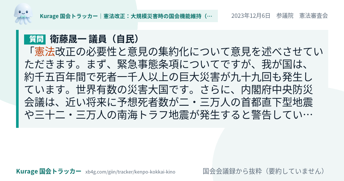 質問と答弁のカード