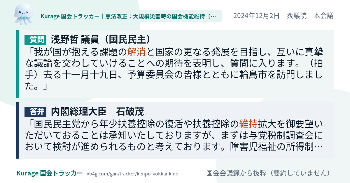 質問と答弁のカード