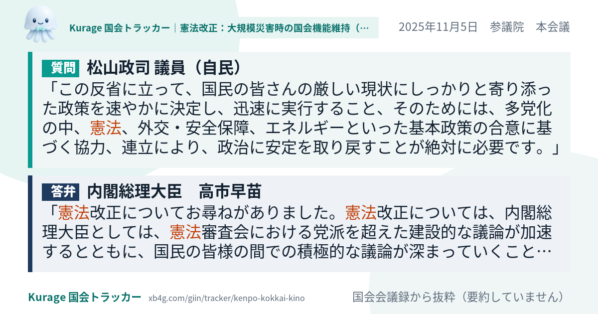 質問と答弁のカード