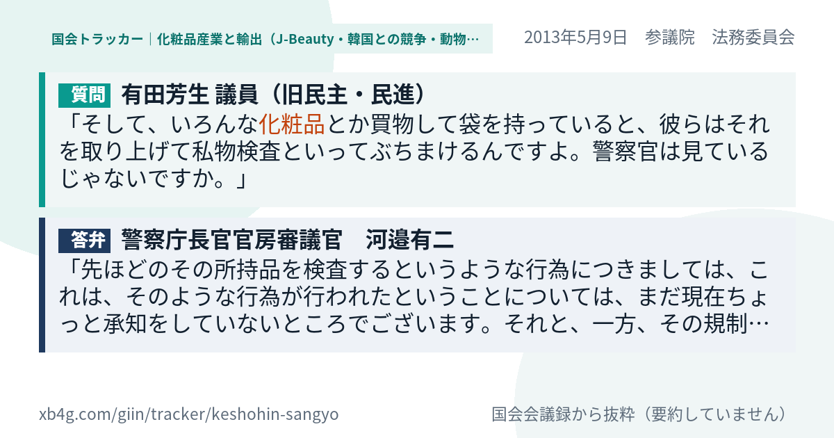 質問と答弁のカード