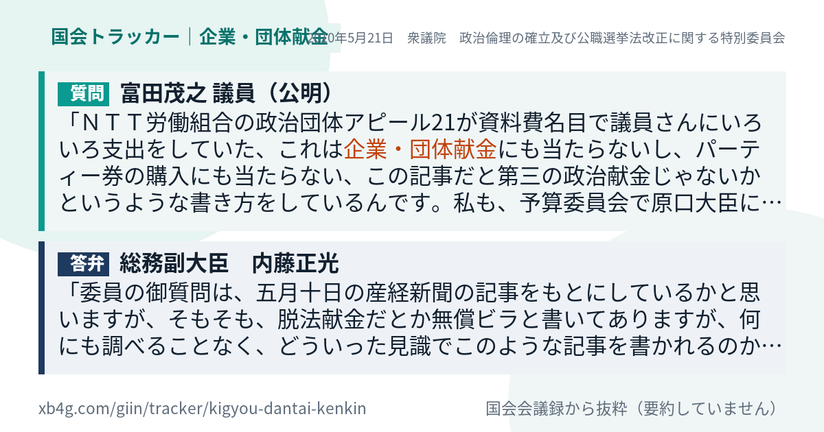 質問と答弁のカード