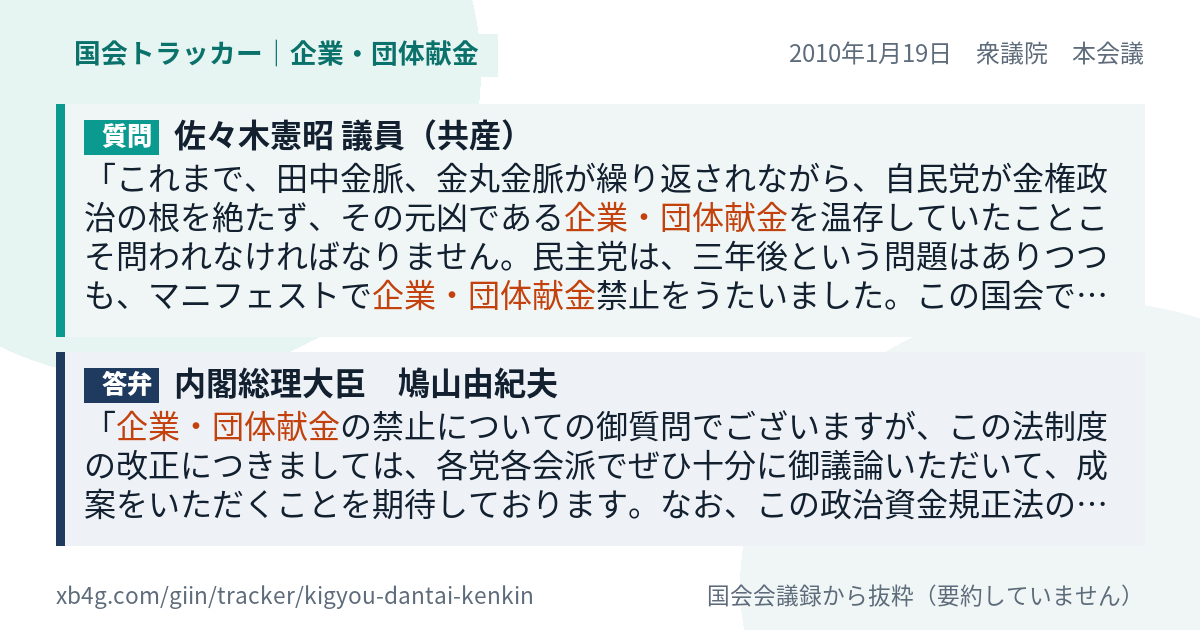 質問と答弁のカード