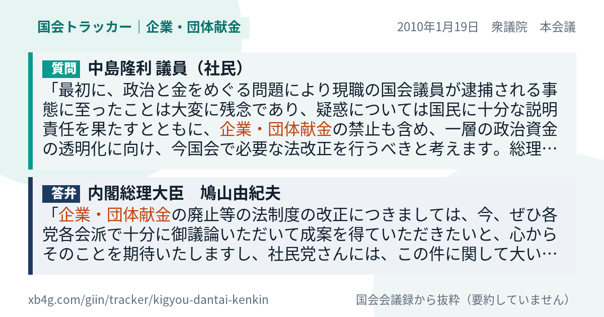 質問と答弁のカード