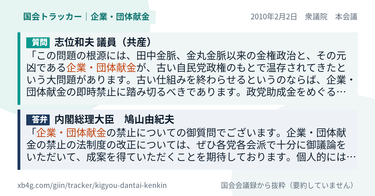 質問と答弁のカード