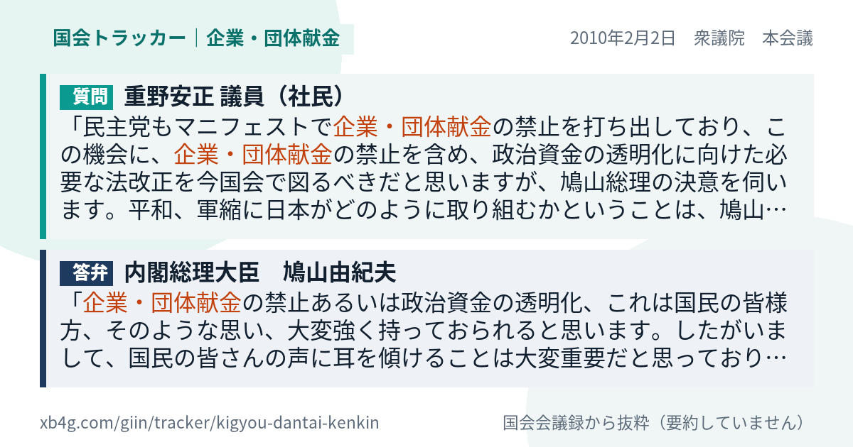 質問と答弁のカード