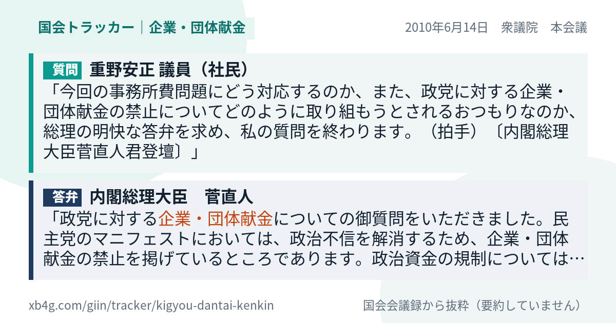 質問と答弁のカード