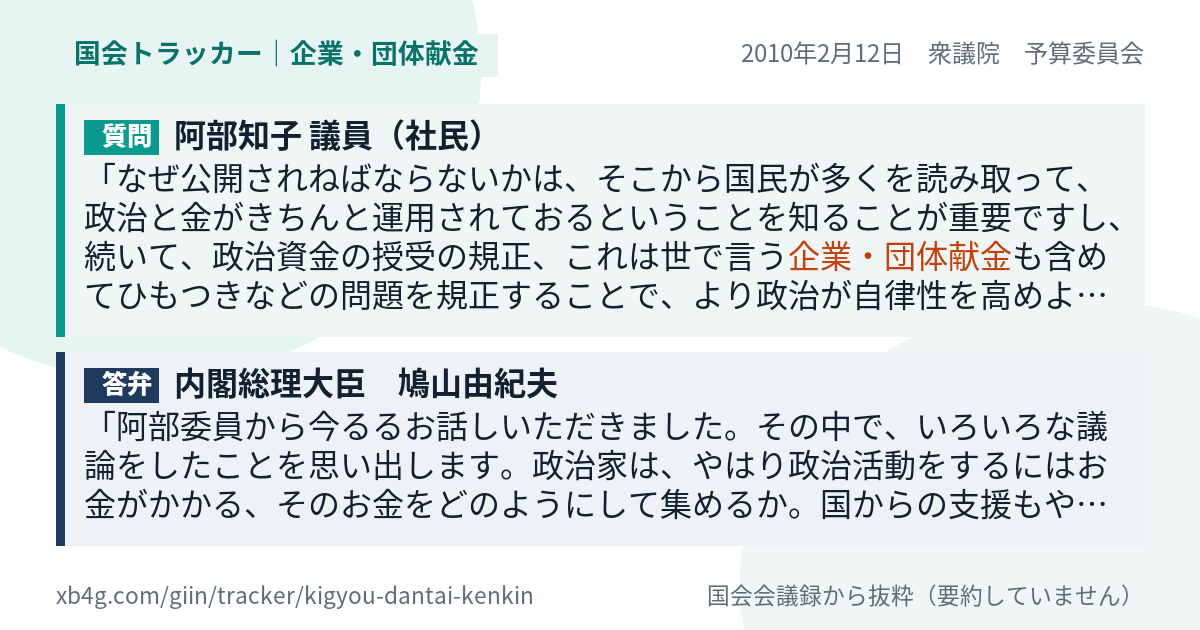質問と答弁のカード