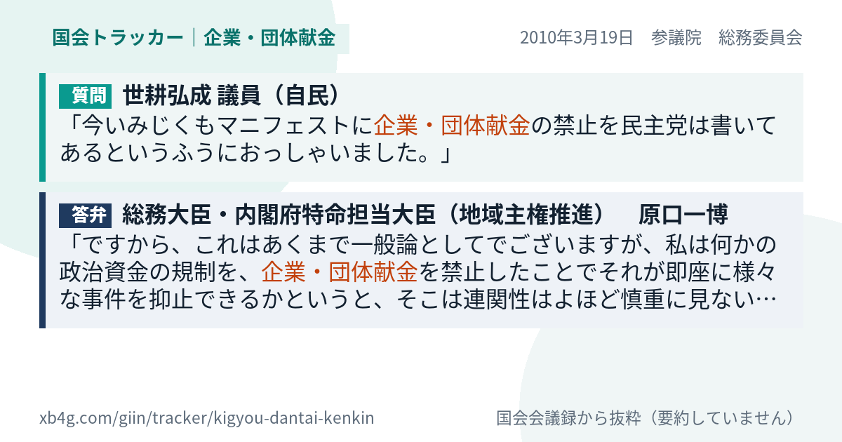 質問と答弁のカード