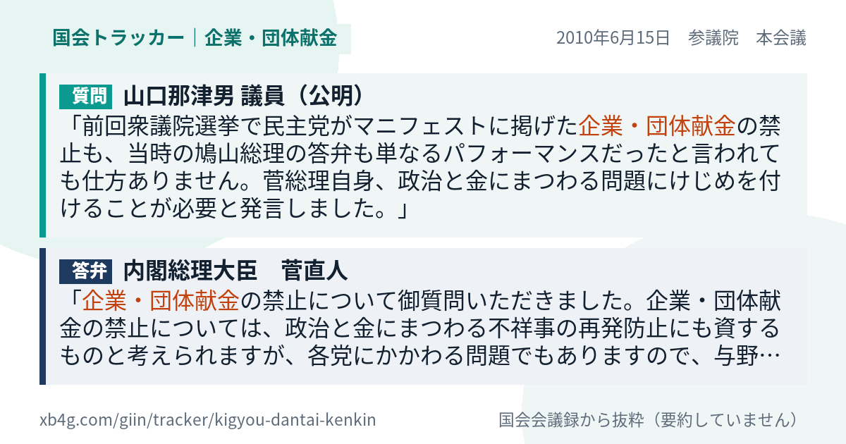 質問と答弁のカード
