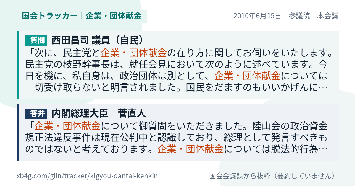 質問と答弁のカード