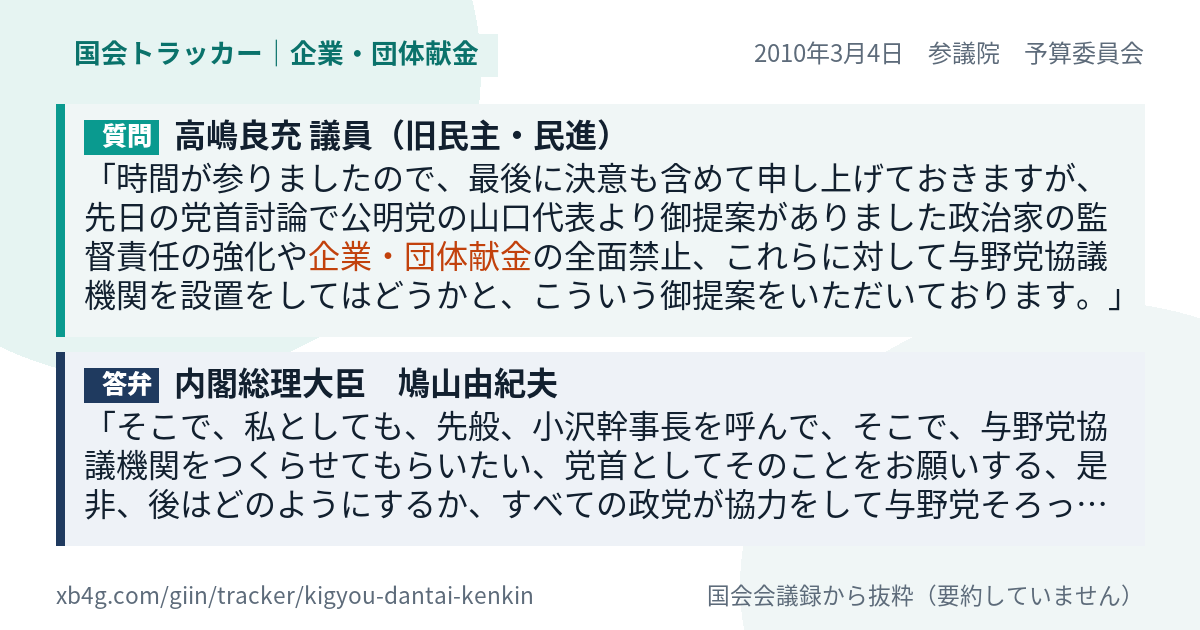 質問と答弁のカード