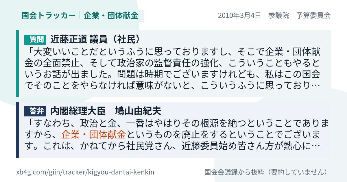 質問と答弁のカード