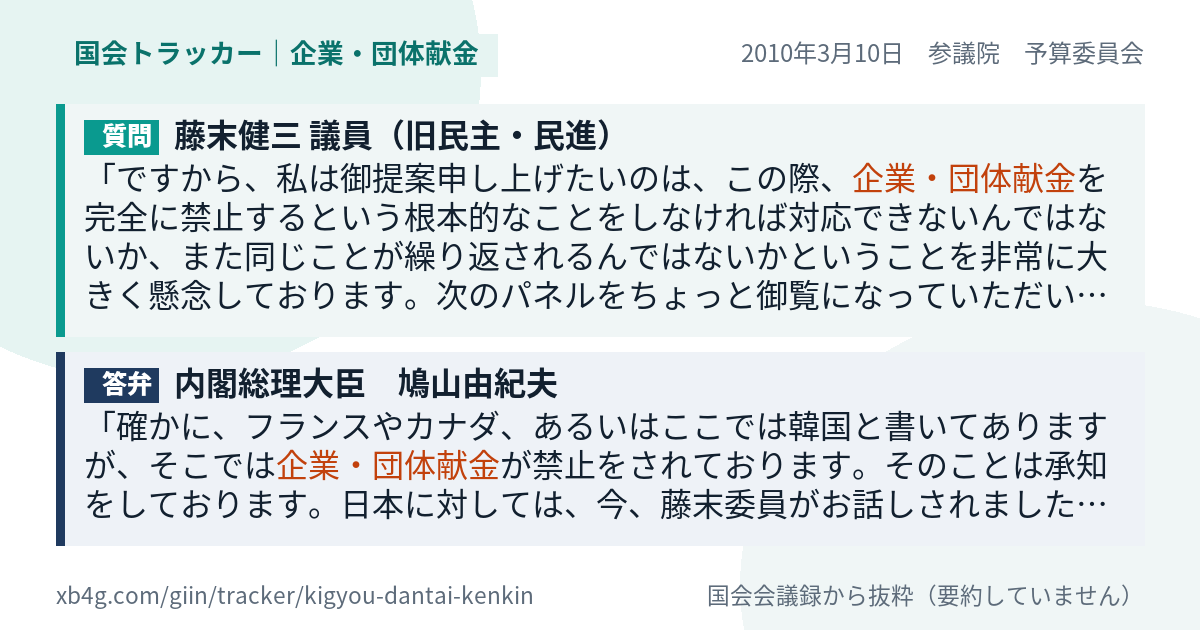 質問と答弁のカード