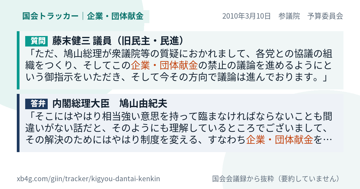 質問と答弁のカード