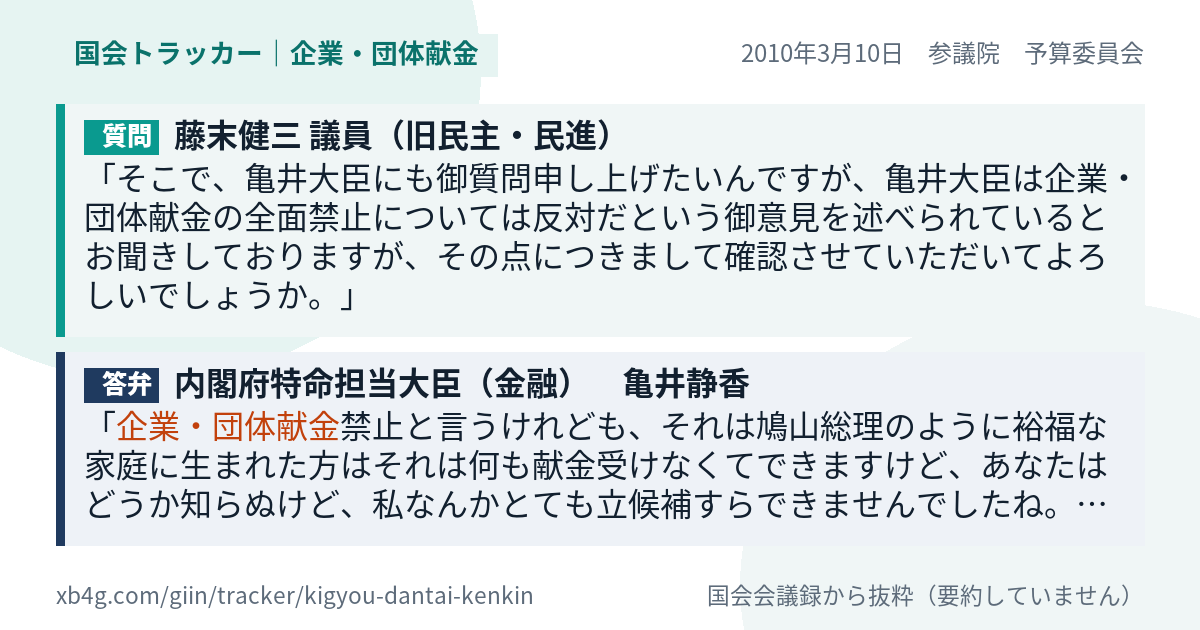 質問と答弁のカード
