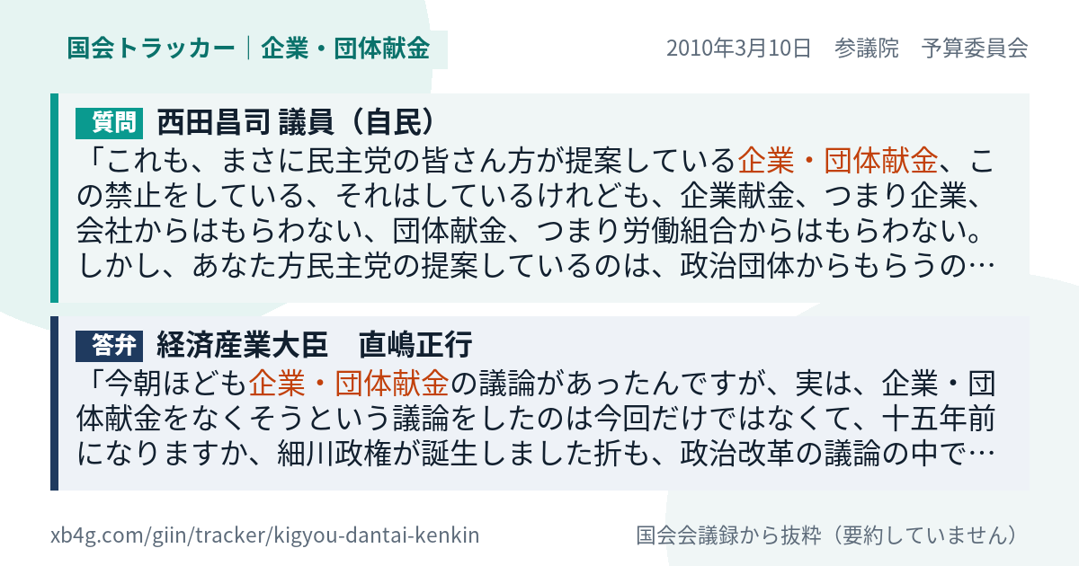 質問と答弁のカード