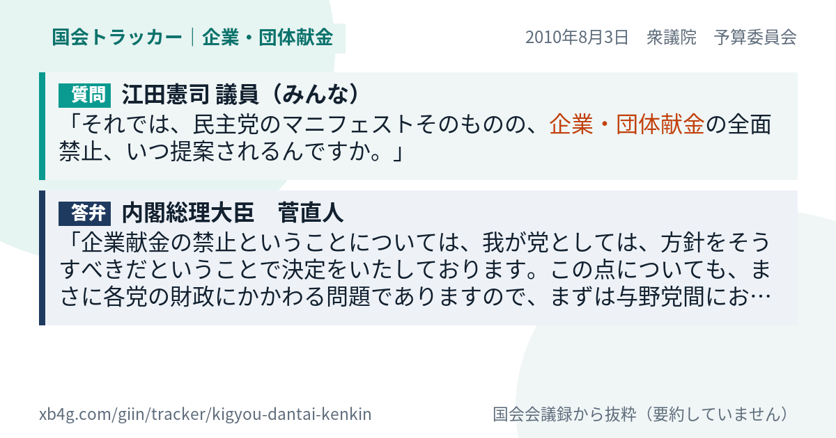 質問と答弁のカード