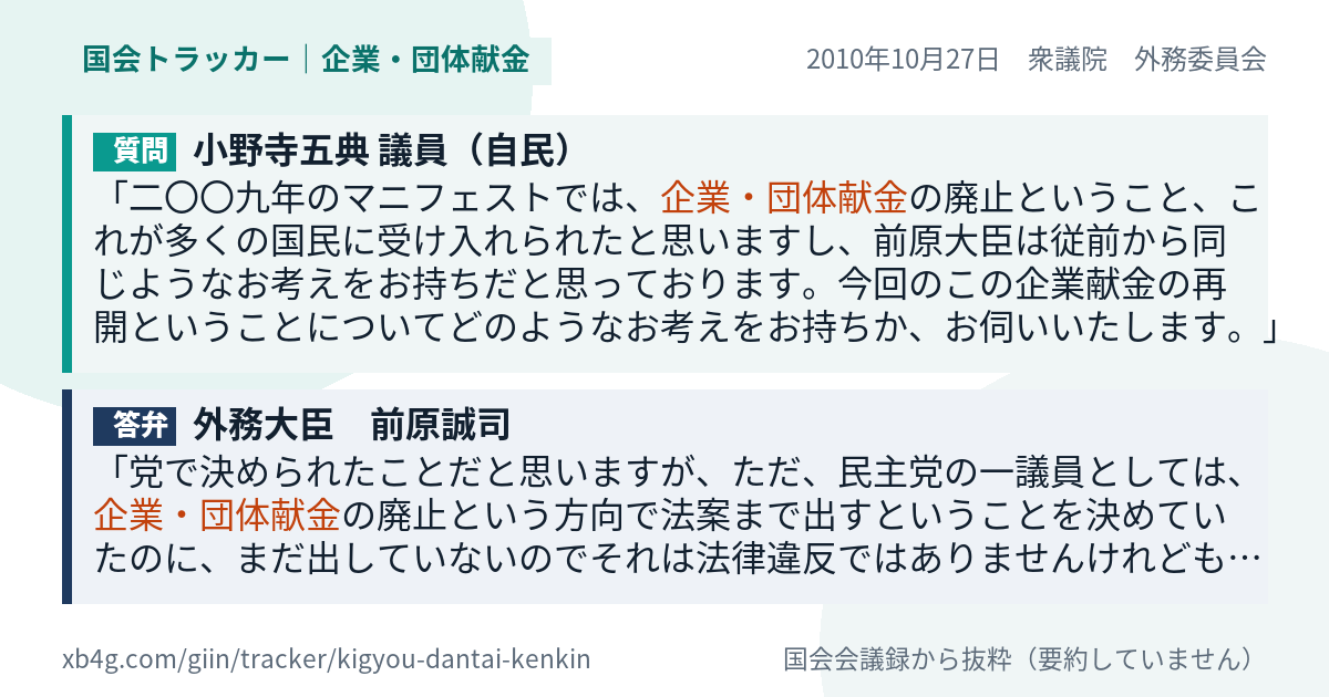 質問と答弁のカード