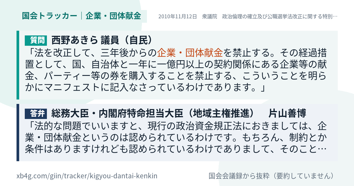 質問と答弁のカード
