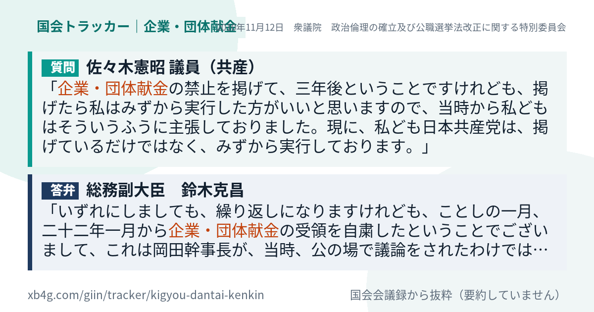 質問と答弁のカード