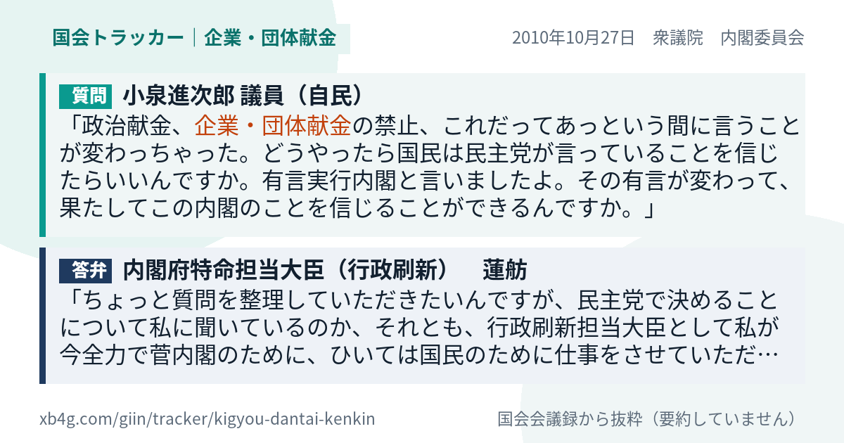 質問と答弁のカード
