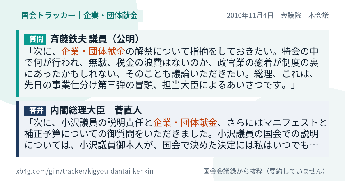 質問と答弁のカード