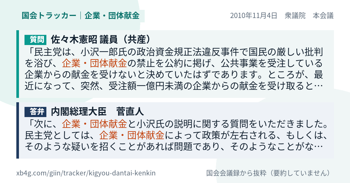 質問と答弁のカード