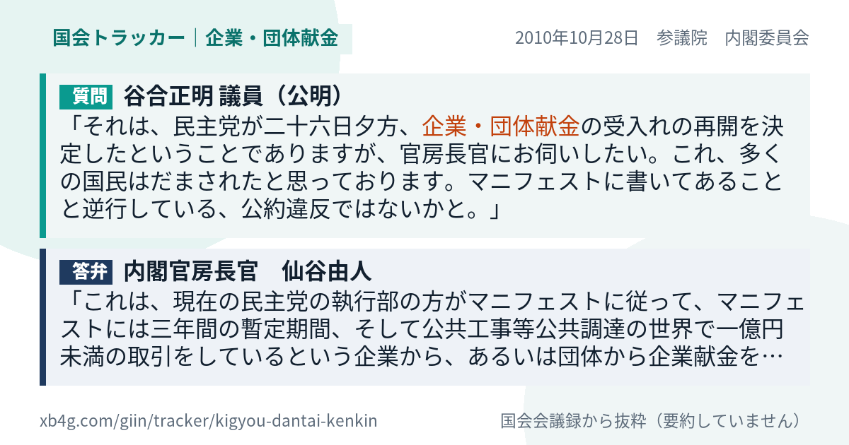 質問と答弁のカード