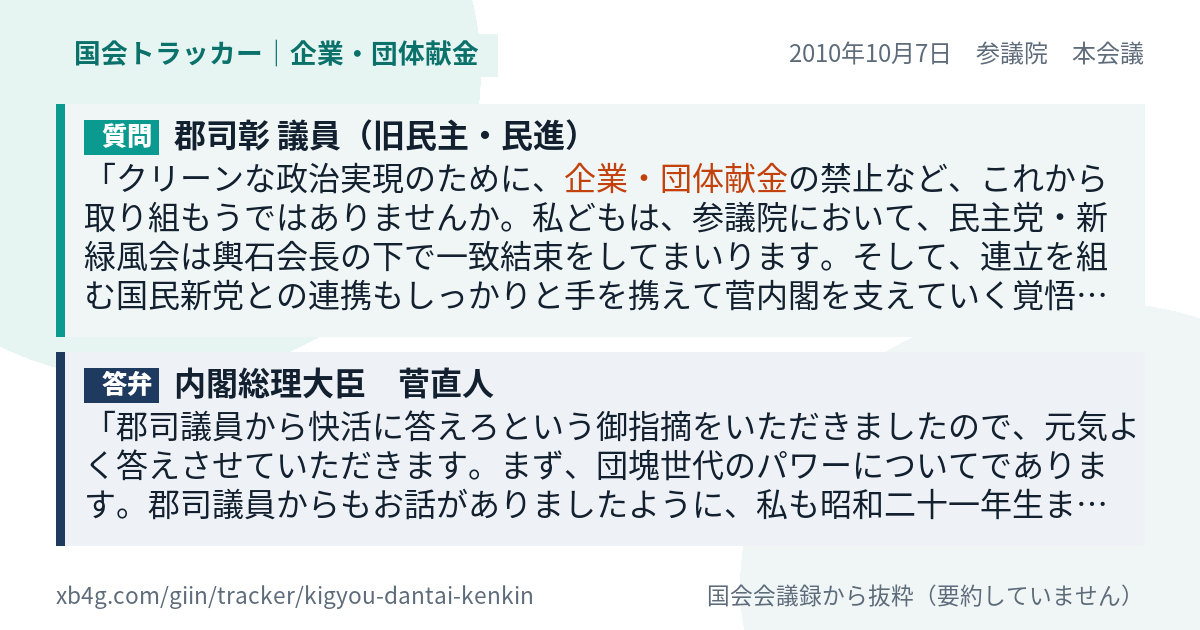 質問と答弁のカード