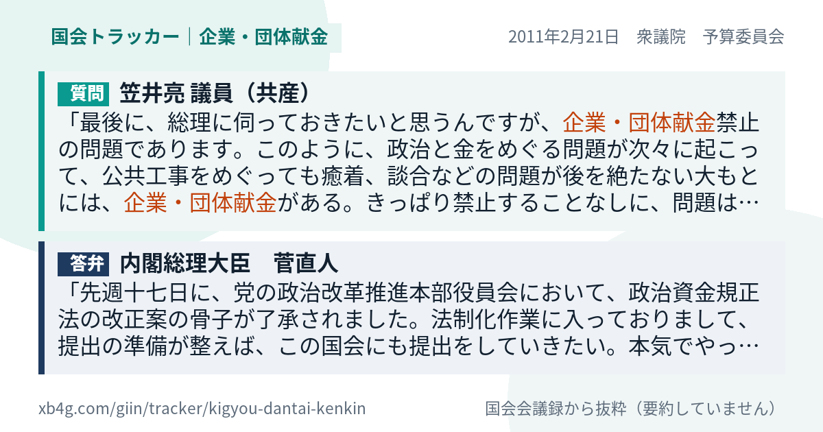 質問と答弁のカード