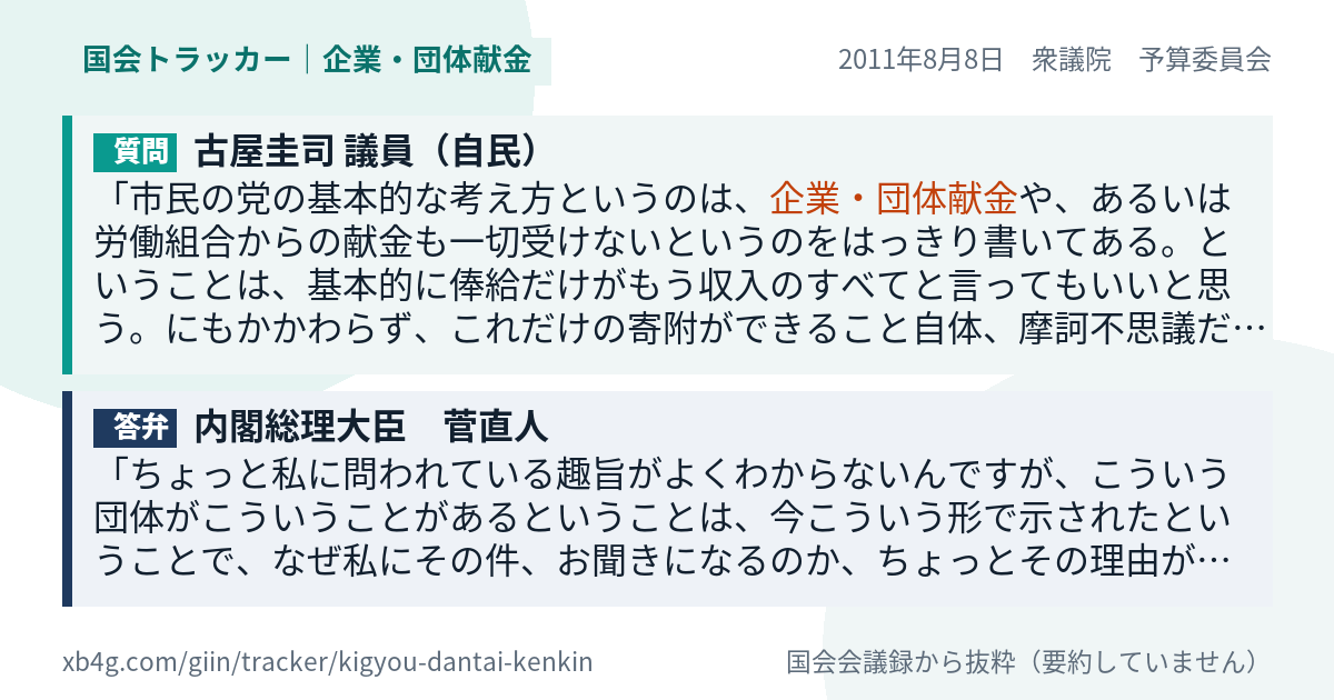 質問と答弁のカード