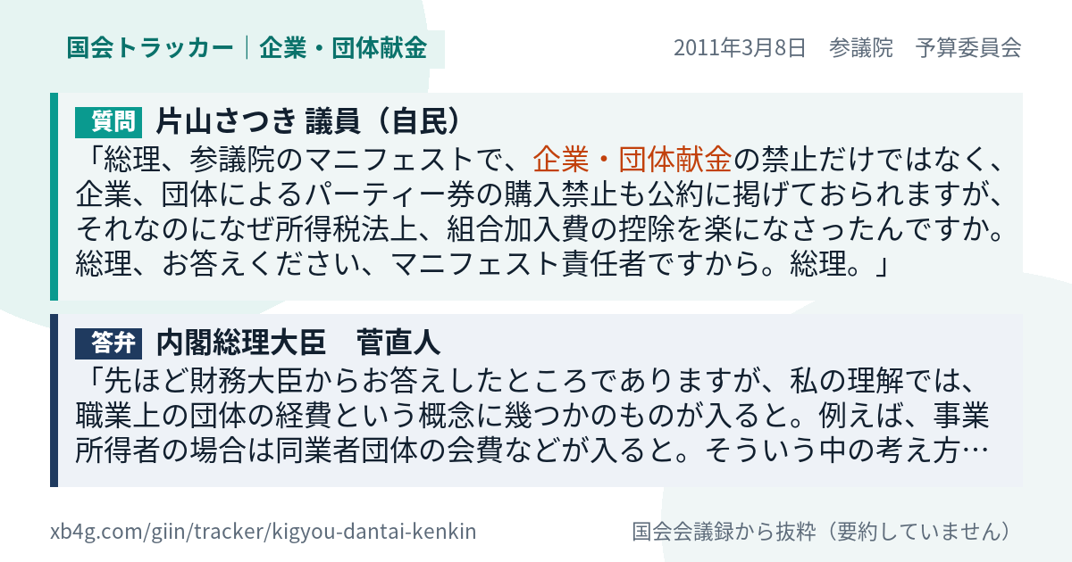 質問と答弁のカード