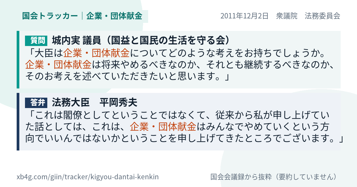 質問と答弁のカード