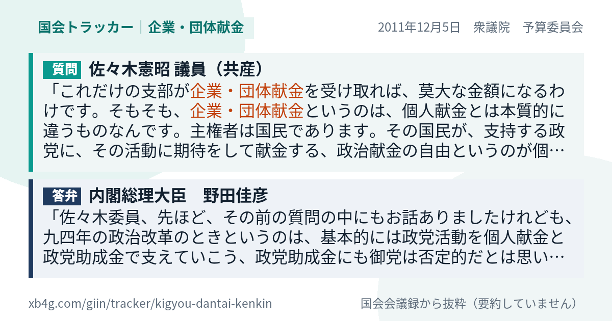 質問と答弁のカード