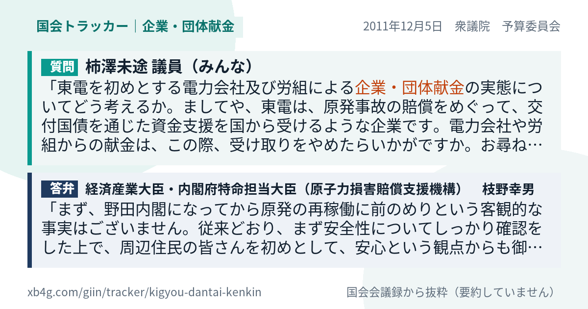 質問と答弁のカード