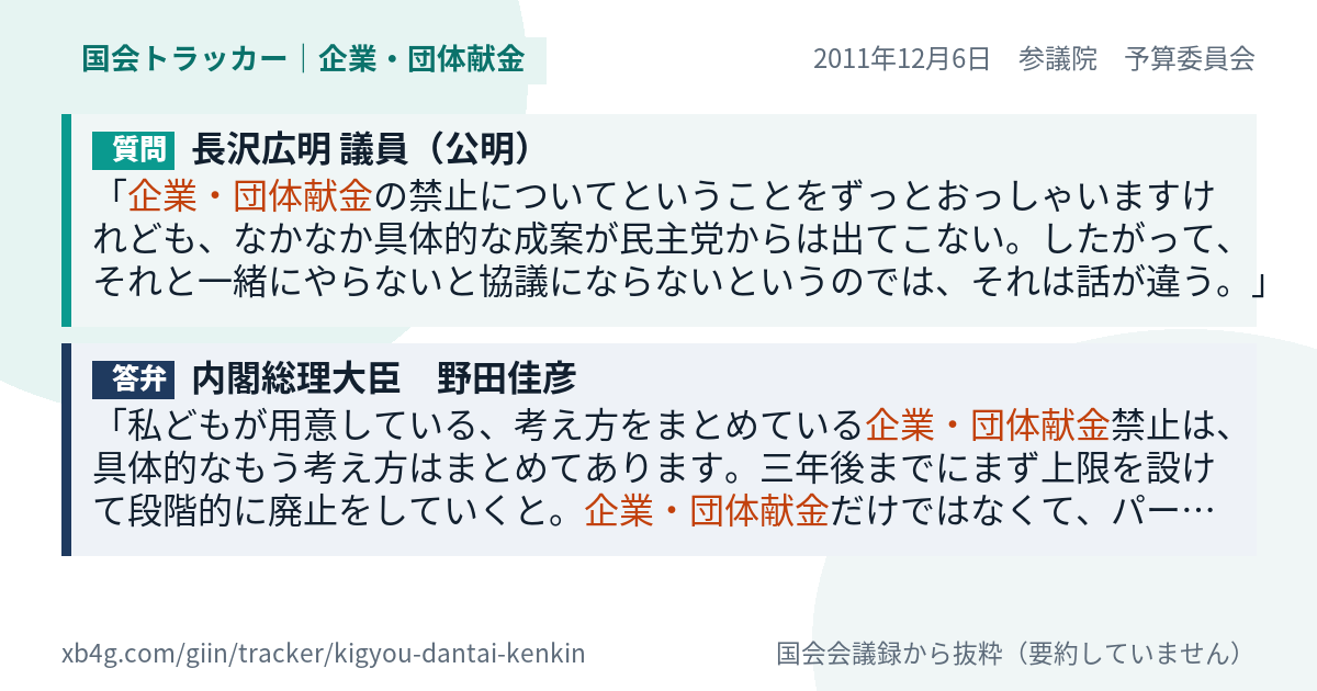 質問と答弁のカード