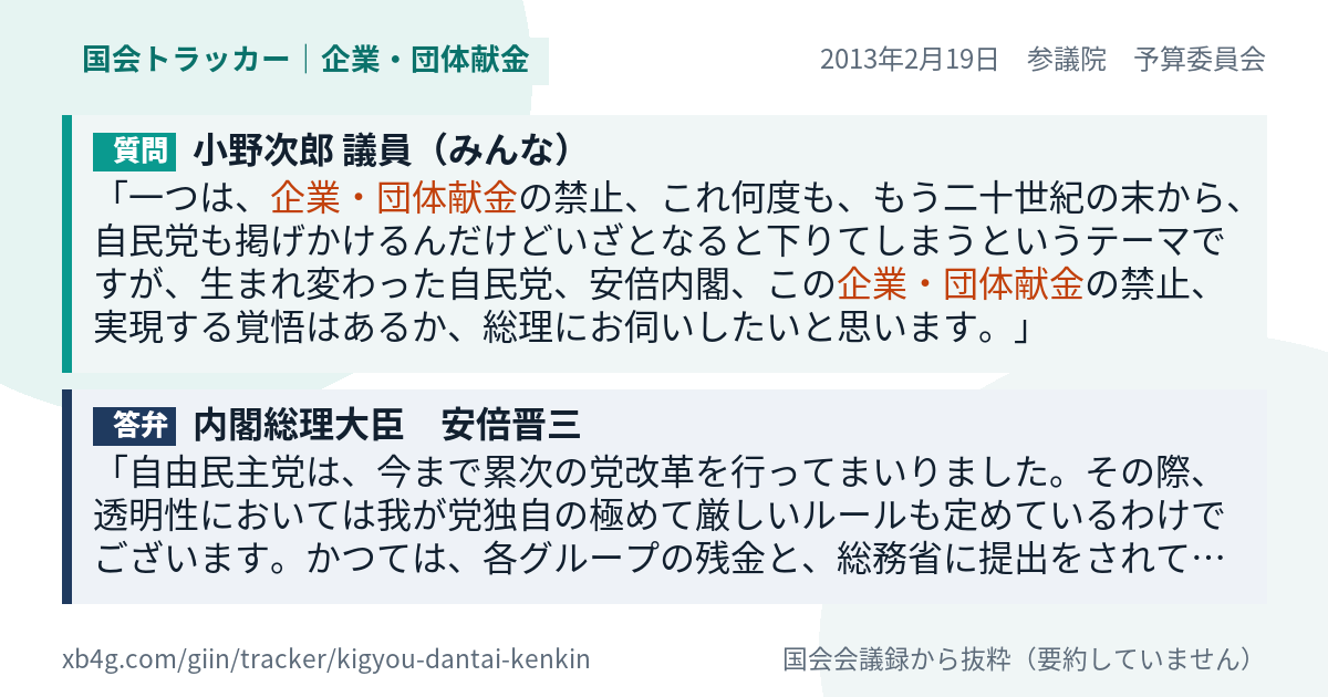 質問と答弁のカード