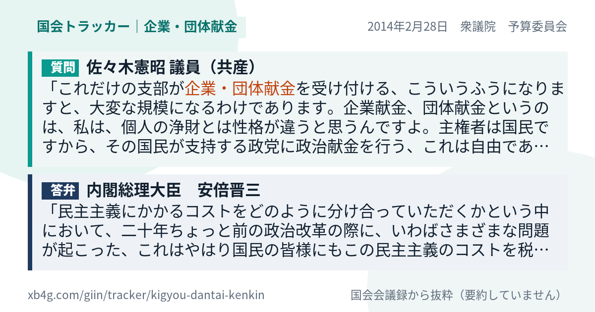 質問と答弁のカード