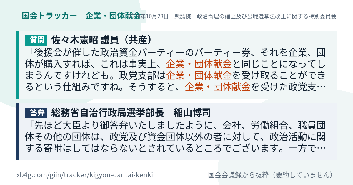 質問と答弁のカード