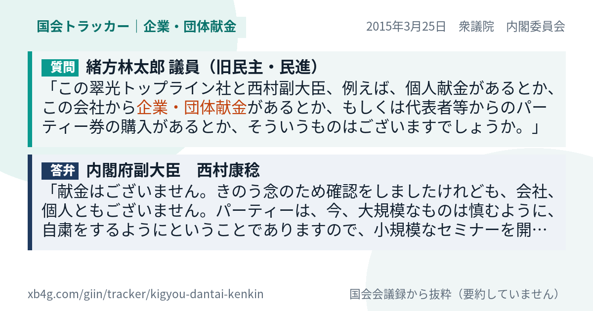 質問と答弁のカード
