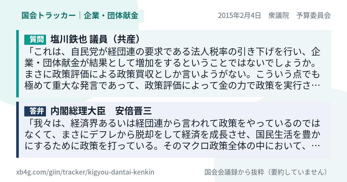 質問と答弁のカード