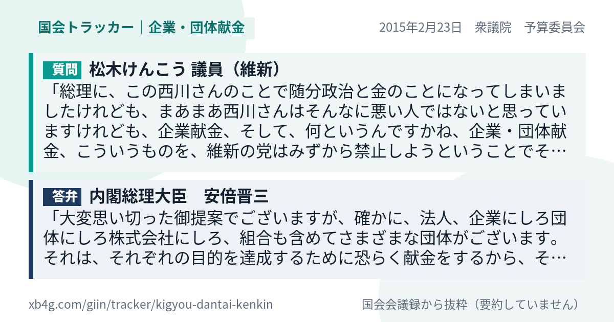 質問と答弁のカード
