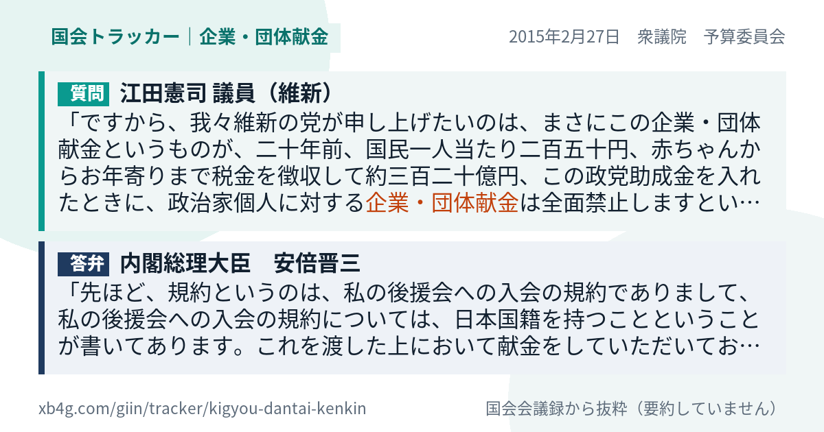 質問と答弁のカード
