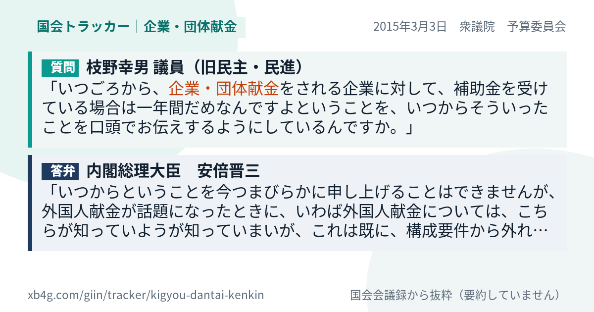 質問と答弁のカード
