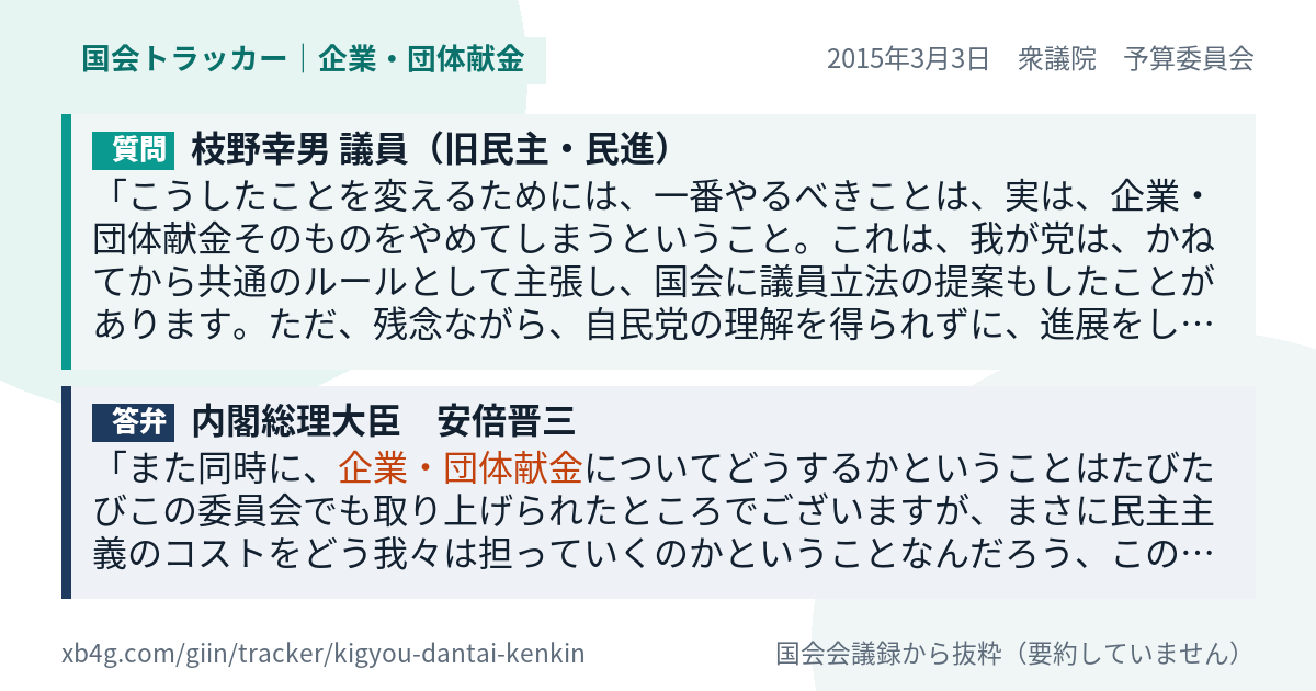 質問と答弁のカード