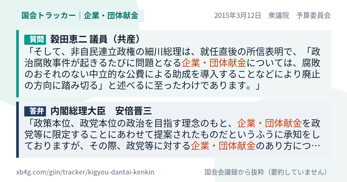 質問と答弁のカード